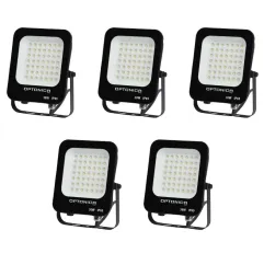 Lot de 5 Projecteurs LED 30W Noir Étanche IP65 2700lm 160W Blanc Naturel 4500K