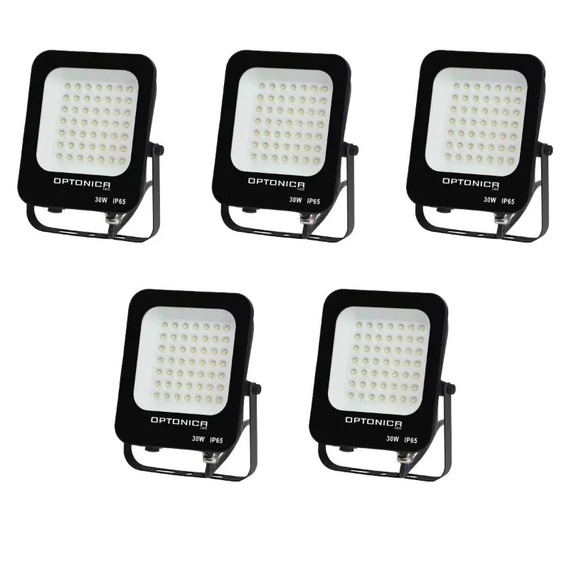 Lot de 5 Projecteurs LED 30W Noir Étanche IP65 2700lm 160W Blanc Naturel 4500K