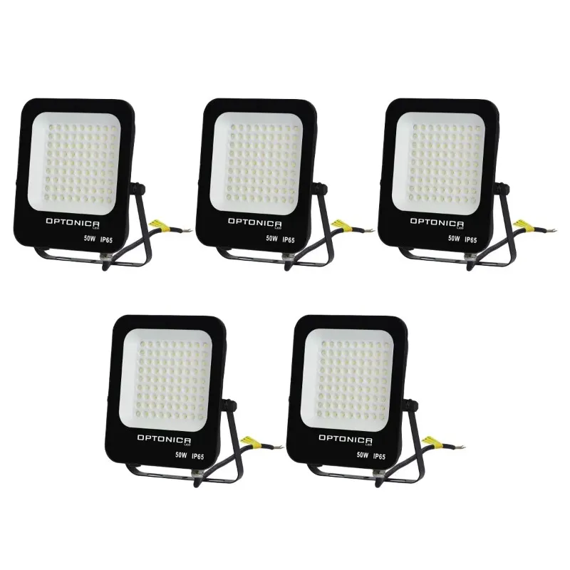 Lot de 5 Projecteurs LED 50W Noir Étanche IP65 4500lm 250W Blanc du Jour 6000K