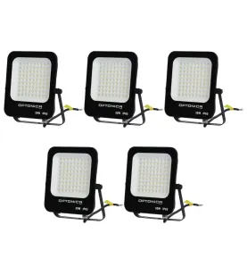 Lot de 5 Projecteurs LED 50W Noir Étanche IP65 4500lm 250W Blanc du Jour 6000K