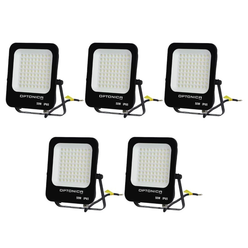 Lot de 5 Projecteurs LED 50W Noir Étanche IP65 4500lm 250W Blanc Naturel 4500K