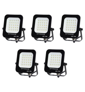 Lot de 5 Projecteurs LED 20W Noir Étanche IP65 1800lm 115W Blanc Naturel 4500K