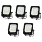 Lot de 5 Projecteurs LED 10W Noir Étanche IP65 900lm 66W Blanc du Jour 6000K