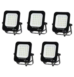 Lot de 5 Projecteurs LED 10W Noir Étanche IP65 900lm 66W Blanc Chaud 2700K