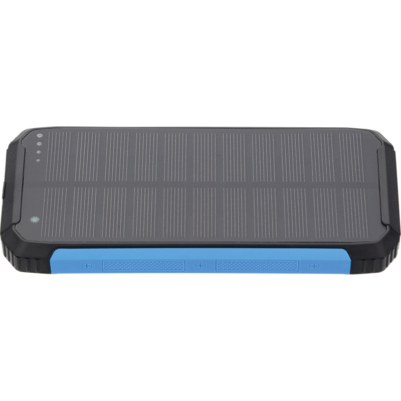 Power Bank 10000mAh 3.7V Solaire:1.2W Noir+LED Bleue:2W - 159mm x 78mm x 19.5mm - IP20 - CE & ROHS