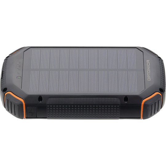 Power Bank 20000mAh 3.7V Solaire:1.2W Noir + LED Orange:4W - Batterie de 20000mAh - Noir/Orange - IP20 - 167x86x33.5mm