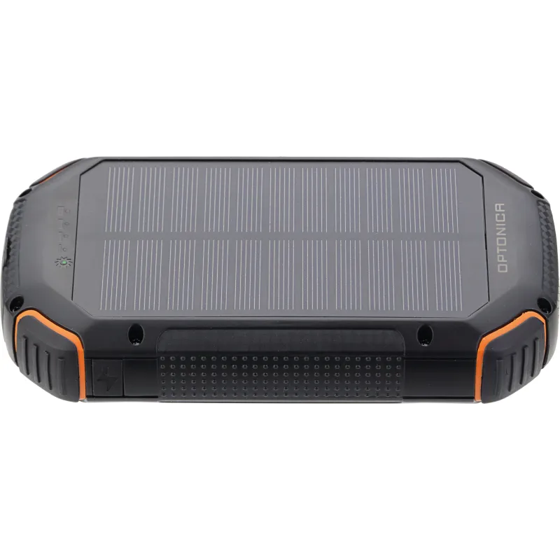 Power Bank 20000mAh 3.7V Solaire:1.2W Noir + LED Orange:4W - Batterie de 20000mAh - Noir/Orange - IP20 - 167x86x33.5mm