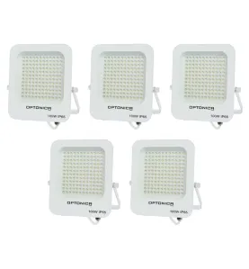 Lot de 5 Projecteurs LED 100W Blanc Étanche IP65 9000lm 477W Blanc Chaud 2700K