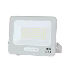 Projecteur LED SMD 50W 4500lm Blanc Chaud 3000K IP65 188x170x32mm - Corps Blanc Câble 15cm