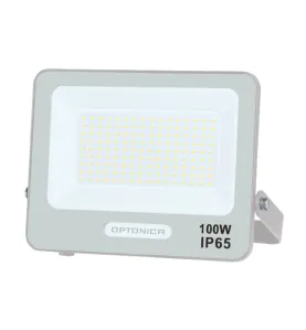 Projecteur LED SMD 100W 9000lm Corps Blanc IP65 Blanc du Jour 242x212x33.5mm - 15cm Câble