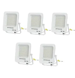 Lot de 5 Projecteurs LED 50W Blanc Étanche IP65 4500lm 250W Blanc du Jour 6000K