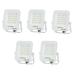 Lot de 5 Projecteurs LED 10W Blanc Étanche IP65 900lm 66W Blanc du Jour 6000K