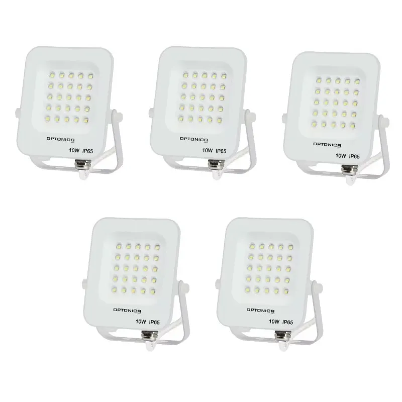 Lot de 5 Projecteurs LED 10W Blanc Étanche IP65 900lm 66W Blanc du Jour 6000K