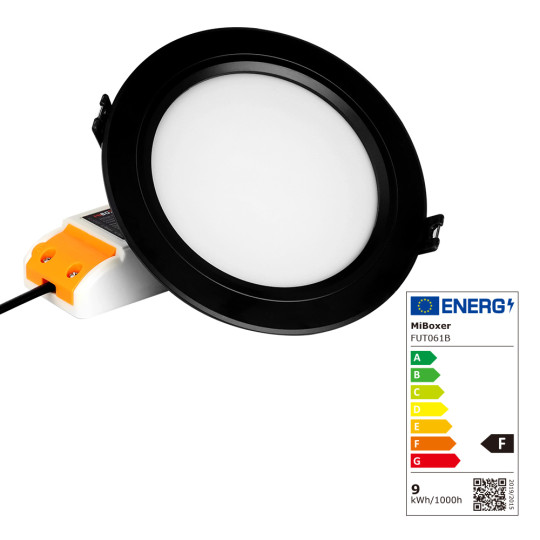 Downlight LED encastrable 9W Noir Φ138mm 120° 720lm - RGB+CCT 2700K-6500K