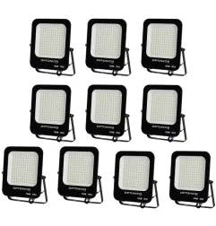 Lot de 10 Projecteurs LED 100W Noir Étanche IP65 9000lm 477W Blanc du Jour 6000K