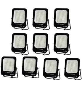 Lot de 10 Projecteurs LED 100W Noir Étanche IP65 9000lm 477W Blanc du Jour 6000K