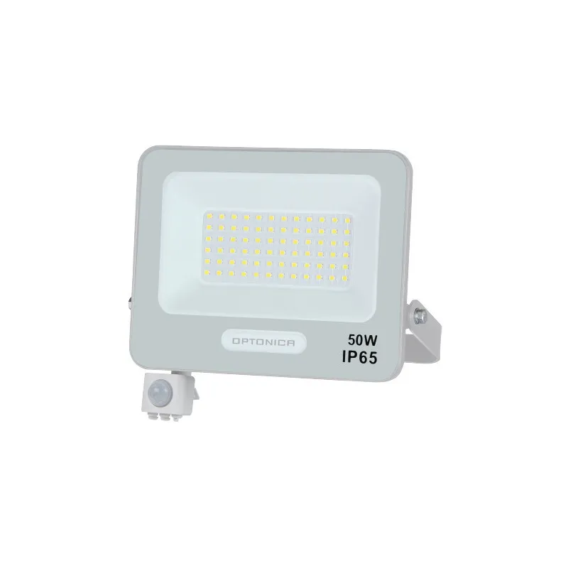 Projecteur LED SMD IP65 50W 4500lm Blanc Naturel 4000K 193x204x32mm - Capteur de Mouvement Intégré