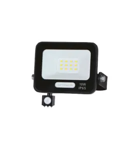 Projecteur LED SMD IP65 Corps Noir avec Capteur - 10W - 900lm - Blanc du Jour 6000K - 105x134.5x26mm