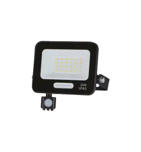 Projecteur LED SMD IP65 Corps Noir 20W avec Capteur - 1800lm 3000K Blanc Chaud - 120° 123.5x149x27.5mm