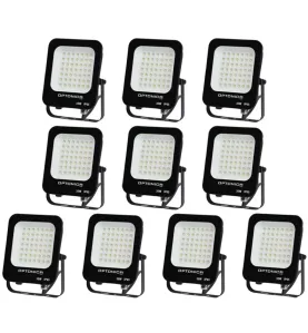 Lot de 10 Projecteurs LED 30W Noir Étanche IP65 2700lm 160W Blanc Naturel 4500K