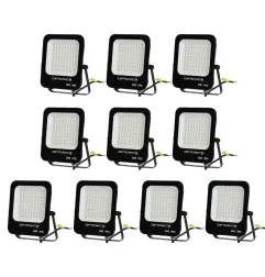 Lot de 10 Projecteurs LED 50W Noir Étanche IP65 4500lm 250W Blanc du Jour 6000K