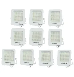 Lot de 10 Projecteurs LED 100W Blanc Étanche IP65 9000lm 477W Blanc du Jour 6000K