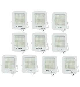 Lot de 10 Projecteurs LED 100W Blanc Étanche IP65 9000lm 477W Blanc du Jour 6000K