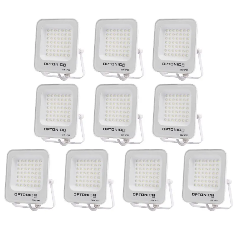 Lot de 10 Projecteurs LED 30W Blanc Étanche IP65 2700lm 160W Blanc Naturel 4500K