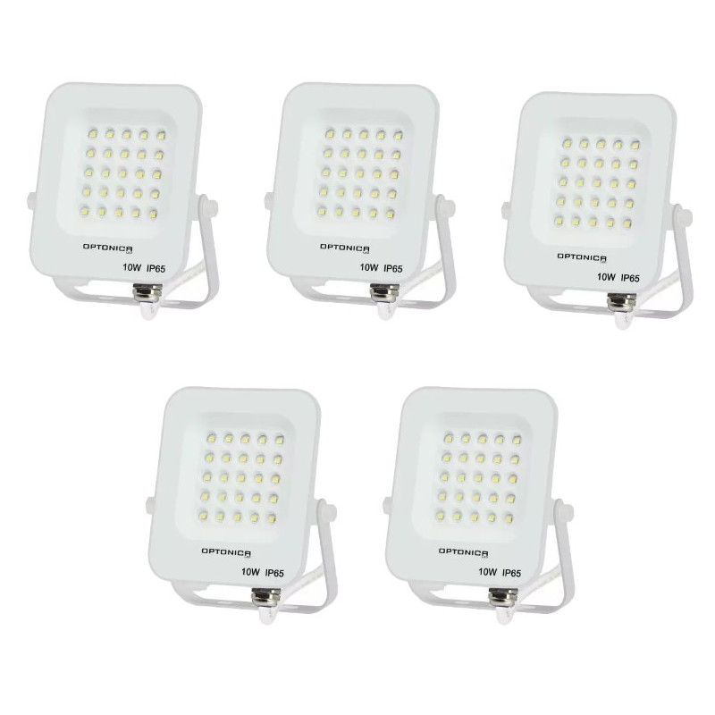 Lot de 5 Projecteurs LED avec Detecteur Blanc 10W Étanche IP65 900lm Blanc Chaud 3000K