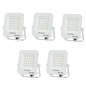 Lot de 5 Projecteurs LED avec Detecteur Blanc 10W Étanche IP65 900lm Blanc Chaud 3000K