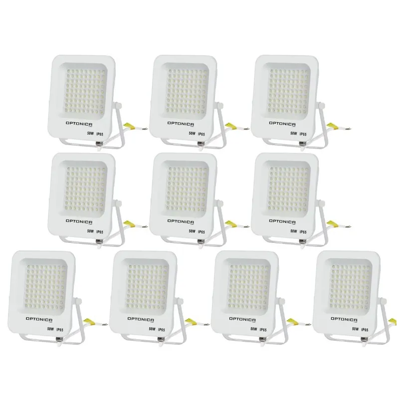 Lot de 10 Projecteurs LED 50W Blanc Étanche IP65 4500lm 250W Blanc du Jour 6000K