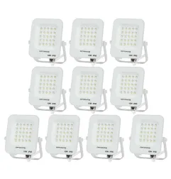 Lot de 10 Projecteurs LED 10W Blanc Étanche IP65 900lm 66W Blanc du Jour 6000K