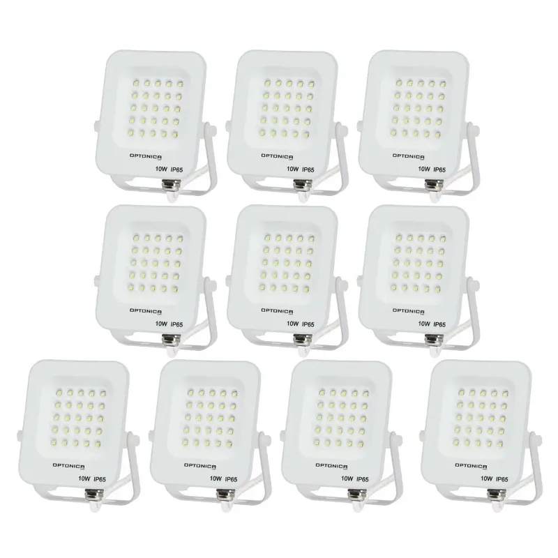 Lot de 10 Projecteurs LED 10W Blanc Étanche IP65 900lm 66W Blanc du Jour 6000K