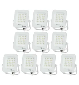 Lot de 10 Projecteurs LED 10W Blanc Étanche IP65 900lm 66W Blanc Chaud 2700K