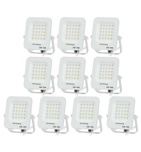 Lot de 10 Projecteurs LED 10W Blanc Étanche IP65 900lm 66W Blanc Naturel 4500K