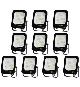 Lot de 10 Projecteurs LED 30W Noir Étanche IP65 2700lm 160W Blanc du Jour 6000K