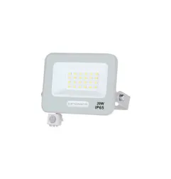 Projecteur LED SMD IP65 Corps Blanc avec Capteur - 20W - 1800lm - Blanc Naturel 4000K - 123,5x149x27,5mm