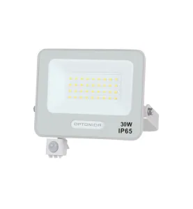 Projecteur LED SMD IP65 30W 2700lm Blanc Naturel - Corps Blanc - Capteur 120° - 159x178x30mm