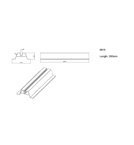 Mini-rail de 300 mm de long - Rail d'éclairage droit cylindrique - Finition blanc