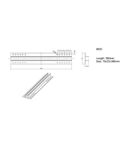 Rail en aluminium argenté 70x22x380mm - Couleur argent - Matériaux aluminium