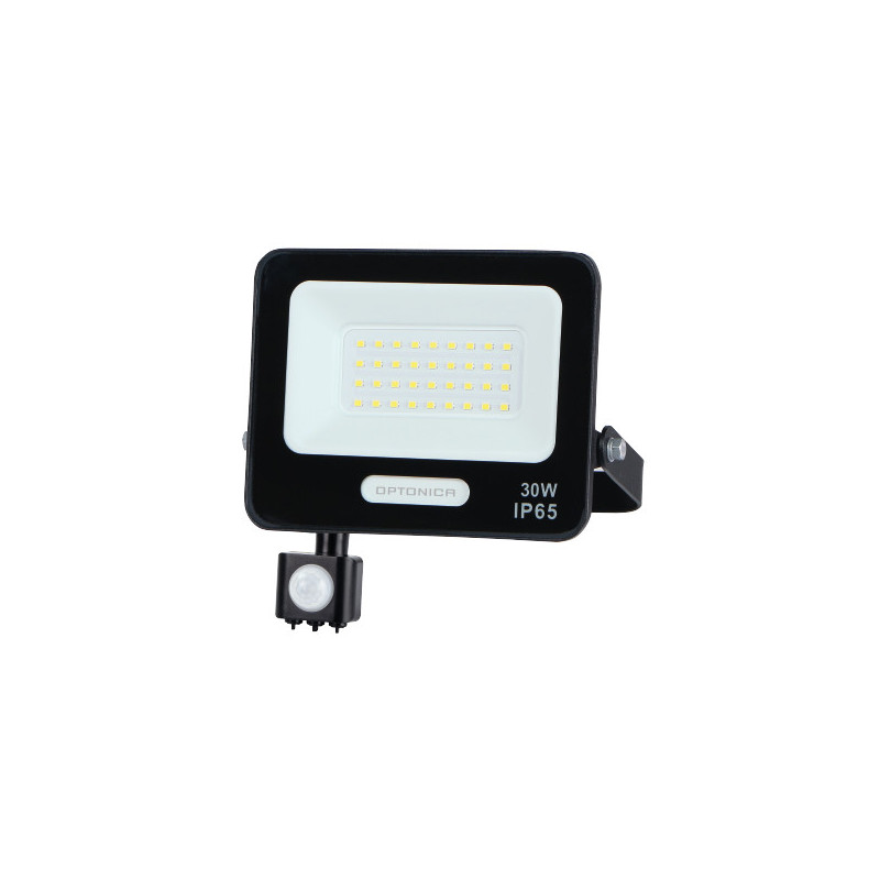 Projecteur LED SMD IP65 Corps Noir avec Détecteur 30W 2700lm Blanc Chaud 4000K - Angle 120° - 159x178x30mm