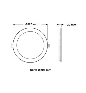 Plafonnier LED Encastrable Extra-Plat Rond 18W 1620lm 160° IP40 Ø220mm Argent - Blanc du Jour 6000K