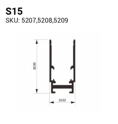 Système de Rail Triphasé S15 Noir - Aluminium - Longueur 2000mm - Largeur 41mm - Hauteur 19mm