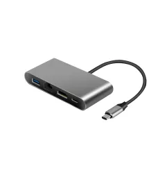 4 in 1 Type-C HUB - Hub USB-C Multifonction en Aluminium Graphite Certifié CE & ROHS