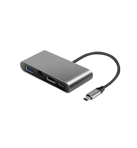 4 in 1 Type-C HUB - Hub USB-C Multifonction en Aluminium Graphite Certifié CE & ROHS