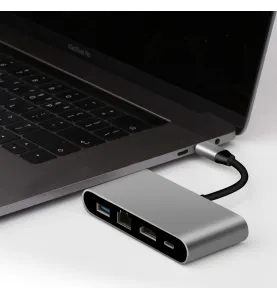 4 in 1 Type-C HUB - Hub USB-C Multifonction en Aluminium Graphite Certifié CE & ROHS