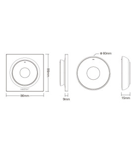 Mini Télécommande 2.4GHz - CCT et luminosité ajustables Sans Fil Noire K2