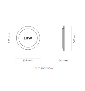 Plafonnier LED Encastrable Extra-Plat Rond 18W 1620lm 120° IP20 Ø225mm Argent - Blanc du Jour 6000K