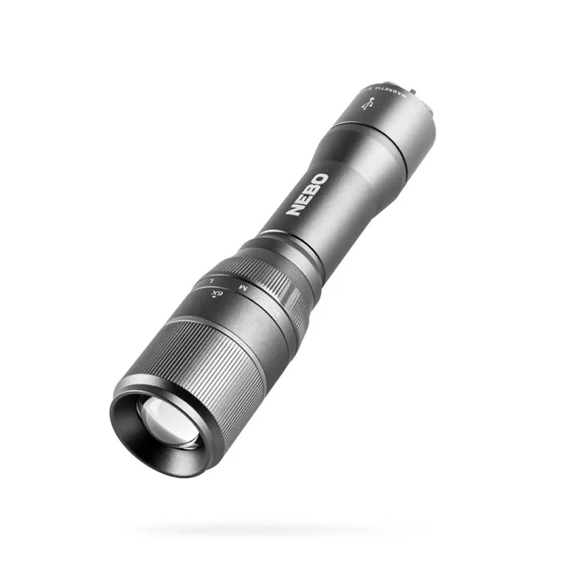 Lampe de Poche Rechargeable DaVinci™ 1000 Nebo - 1000 Lumens - Autonomie 20h - Aluminium Noir - 3,81x3x18x16,66 cm