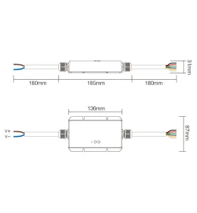 Contrôleur LED étanche IP67 5 en 1 (2.4GHz) - 6A/canal - RGB+CCT+Dual White LS2-WP